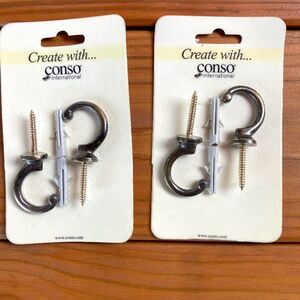 NWT 100% Brass C Hooks 2 Packs of 2 Made in India